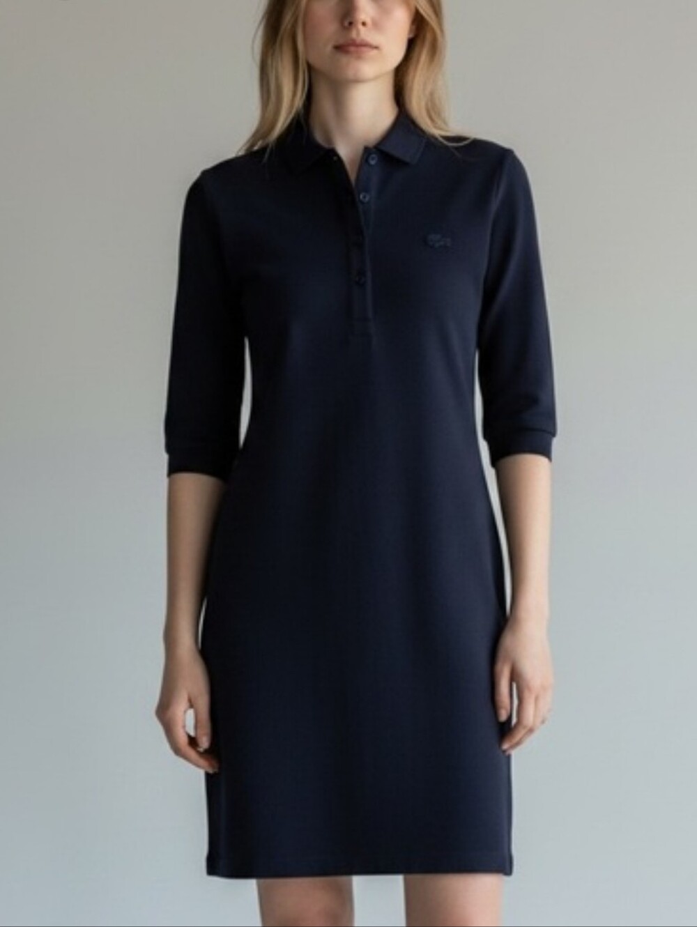 Lacoste Black Long-Sleeve Polo Shirt Dress